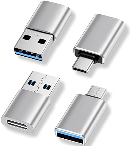 [4 חבילה] USB C ל- USB מתאם, 【2*USB-C ל- USB-A】 & 【2*USB-A ל- USB-C】 מתאם נשי מעביר העברת נתונים מהירה
